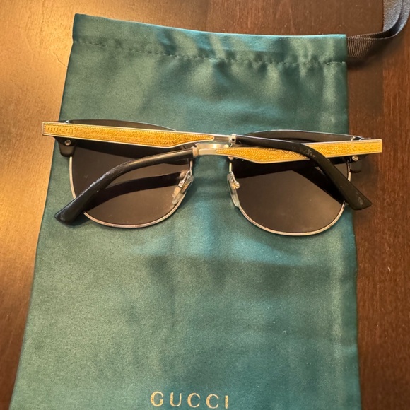 Gucci GG0051S Metal/Acetate Clubmasters- Black/Gold- W/ ORIGINAL DUST BAG & CASE - Picture 8 of 11